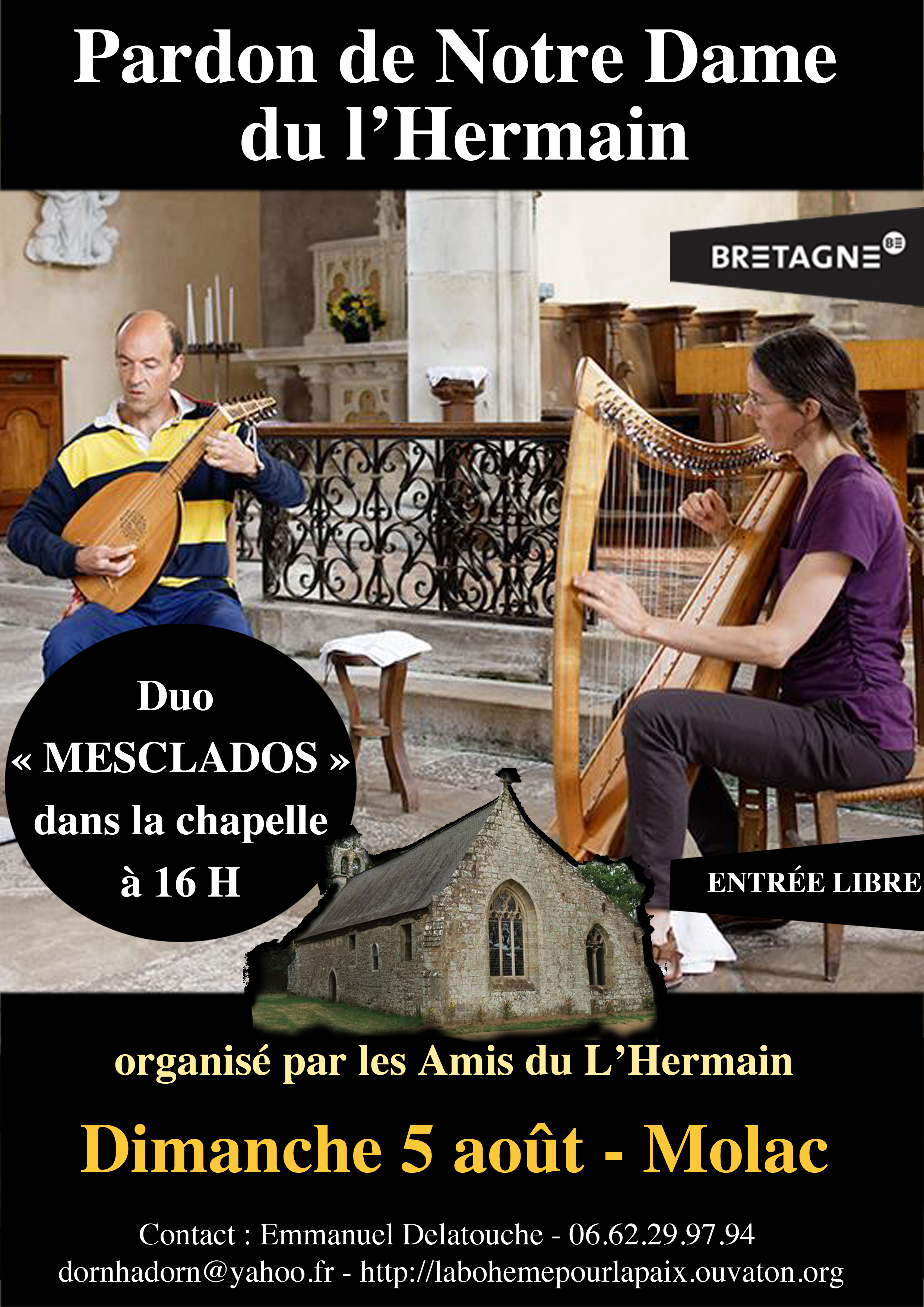 Duo Mesclados, un concerten 432 Hz à la Chapelle du l'Hermain